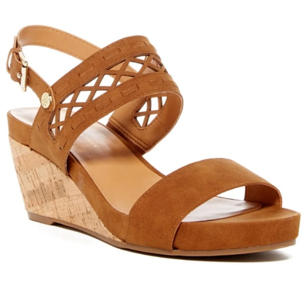 Tommy Hilfiger Tan Suede Wedge Sandals